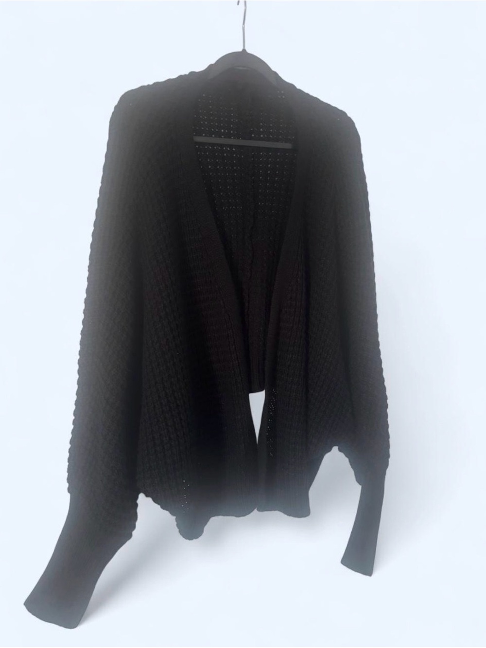Women's Black Open-Front Knit Cardigan